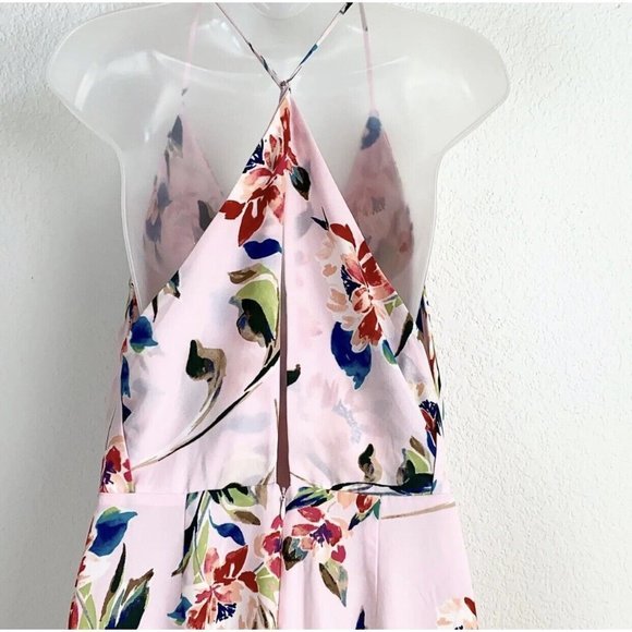 Lush Women's Pink Floral Print Surplice Maxi Dress‎ V-Neck Lined NWT Size Small - Picture 4 of 10